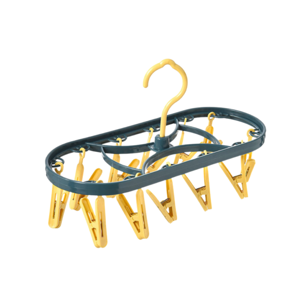 Windproof Drying 12 Clip Folding Sock Cloth Hanger Baju Rack Clothespin Clothes Drying Rack Rak