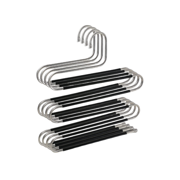 Stainless Steel 5 Layers Anti-Slip S Type Pant Magic Hanger Multi Function Trousers Clothes Hanger Penyangkut Tudung