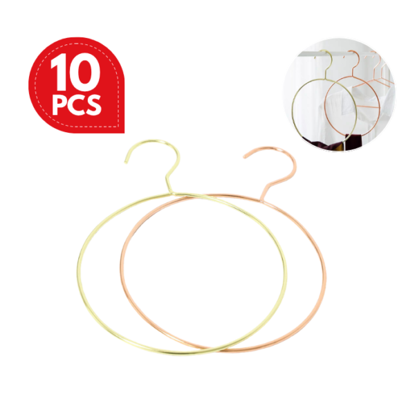 Tudung Hanger Emas Smooth Round Clothes Hangers Metal Scarf Rack Closet Organization Storage Holder Gold Tudung Hanger