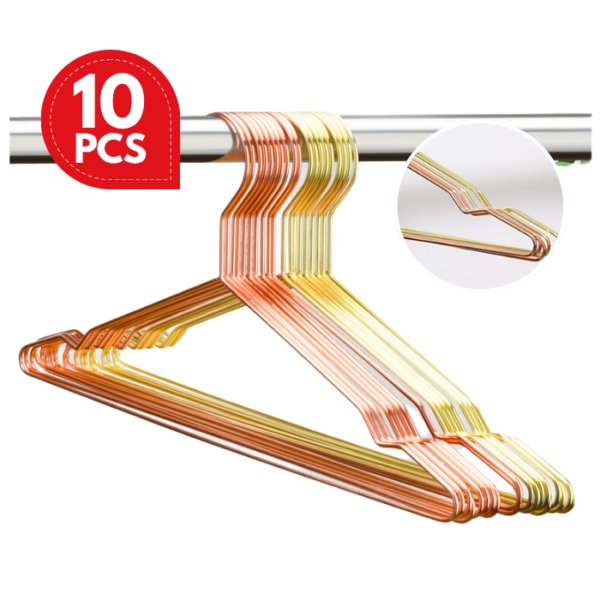 Golden Strong Wire Metal Hangers Luxury Clothes Hangers  Heavy Duty Coat Hangers Space Saving Closet Organize