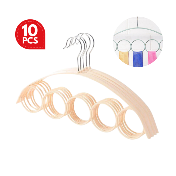 Scarf Hanger - Tudung nNon-slip No Trace Hanger Wardrobe Storage Silk Scarf tie 5-Ring Hanger baju 5 Ring Hanger