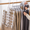 6 Clips Folding Multi-functional Foldable Hanger Long Short Pant Tie Tower Scarf Rack Clip Magic Hanger Storage
