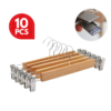 High Quality Korean Style Boutique Solid Wooden Hanger Baju Pant Trouser Hanger Kayu With Clips (Thicker Version)