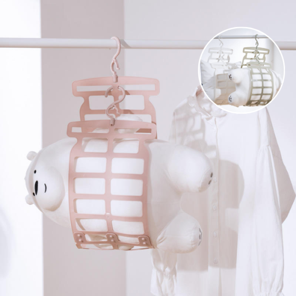 Multifunction Adjustable Pillow Drying Hanger Laundry Rack Doll Cushion Wardrobe Storage Bags Double Hook Clothes