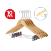 Non-slip  Schima Superba Boutique Solid Clothes Wooden Hanger Baju Hanger Kayu Clips (Thicker Version with clip)