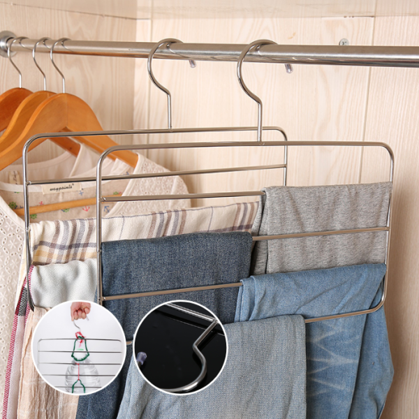 Strong Stainless Steel 5 layer Hanger Trouser Rack Storage Pant Hanger Tudung Hanger Layered Hanger Penyangkut Tudung