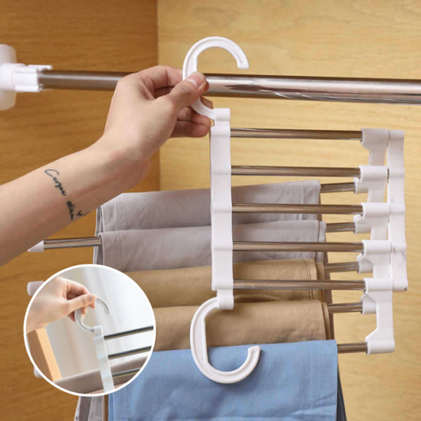 Multi-Layer Telescopic Pant Hanger  Magic Hanger Wardrobe Hanger Multi-functional Pants Hangers Stainless Steel