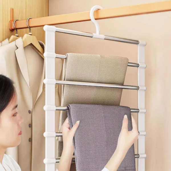 Stainless Steel Foldable Ladder Trouser Rack Multi-Layer Pants Hangers for Home Travel Household Stainless SteelOrganize