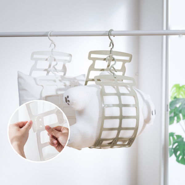 Multifunction Adjustable Pillow Drying Hanger Laundry Rack Doll Cushion Wardrobe Storage Bags Double Hook Clothes