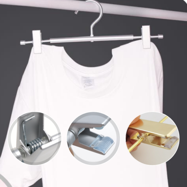 Gold Aluminum Alloy Trousers Rack Strong Clip No Trace Non-Slip Retractable Wardrobe Adjustable Clip Hanger Pant Hanger