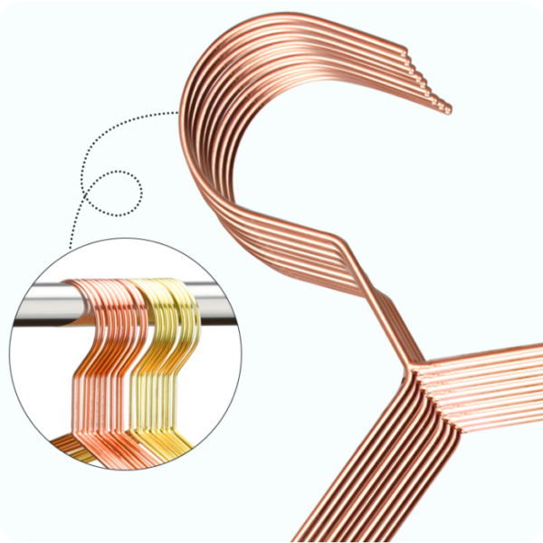 Golden Strong Wire Metal Hangers Luxury Clothes Hangers  Heavy Duty Coat Hangers Space Saving Closet Organize