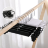 Premium Stainless Steel Pant Hanger With Rubber Cushioned Clip Wood Pants Hangers Flat Hook Hanger Seluar