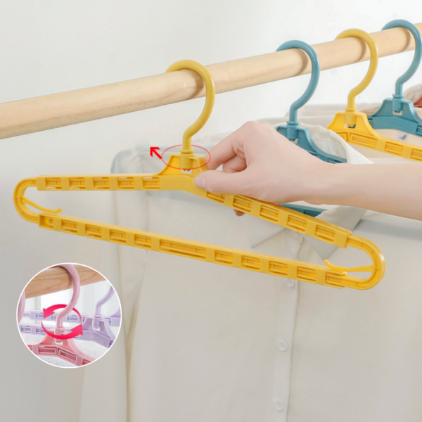 Retractable Clothes Hanger Plastic Seamless Extendable Rotatable Clothes Support For Towel Space Saver