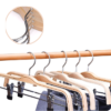Adjustable Solid Wood Pants Hanger Natural Smooth Finish High-Grade with Sturdy Metal Rubber Padded Clips Wooden Hanger