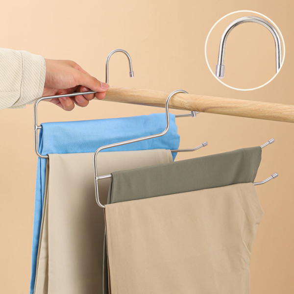 Thick 5mm Ultra Strong Stainless Steel Multi-Layer Trouser Rack – Non-Slip Space Saving Pants Hanger [High Quality]