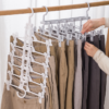 6 Clips Folding Multi-functional Foldable Hanger Long Short Pant Tie Tower Scarf Rack Clip Magic Hanger Storage