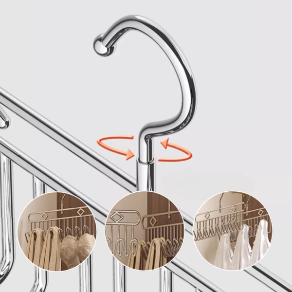 Stainless Steel Multi-head Clothes Hanger Sling Hook Underwear Storage Rack Multi-functional Tie Bra Storage Artifact