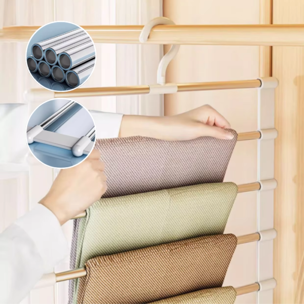 Stainless Steel Foldable Ladder Trouser Rack Multi-Layer Pants Hangers for Home Travel Household Stainless SteelOrganize