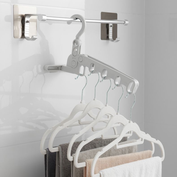 Space Saving Foldable Hanger Plastic Travel Drying Rack with 5 Holes Easy to Install with No Tools Needed Door Hook