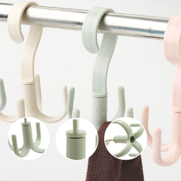 Rotatable 4-claw multipurpose hanger hook hanger tie silk scarf scarf coat rack plastic hook shoe rack