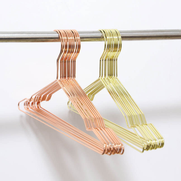 Golden Strong Wire Metal Hangers Luxury Clothes Hangers  Heavy Duty Coat Hangers Space Saving Closet Organize