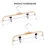 Adjustable Solid Wood Pants Hanger Natural Smooth Finish High-Grade with Sturdy Metal Rubber Padded Clips Wooden Hanger