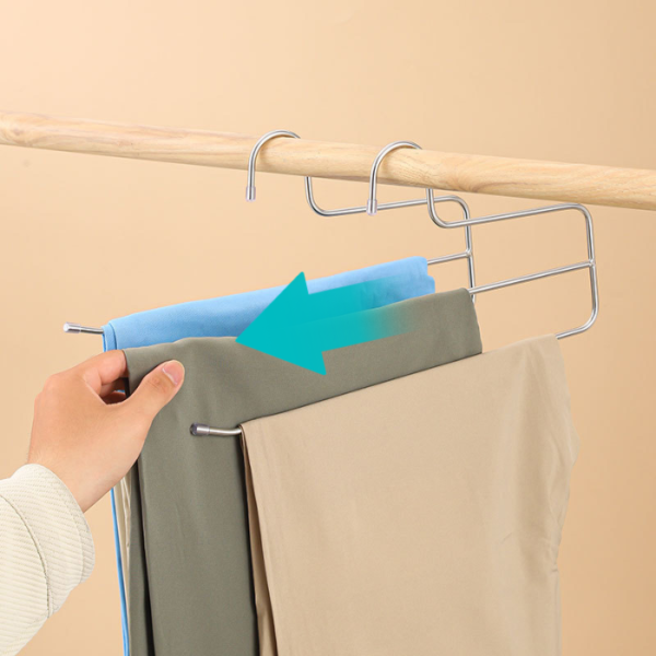 Thick 5mm Ultra Strong Stainless Steel Multi-Layer Trouser Rack – Non-Slip Space Saving Pants Hanger [High Quality]