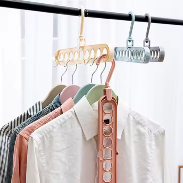 Space-Saver Nine Holes Rotating Hanger Magic Multi-function Folding Clothes Hanger Drying Space saving
