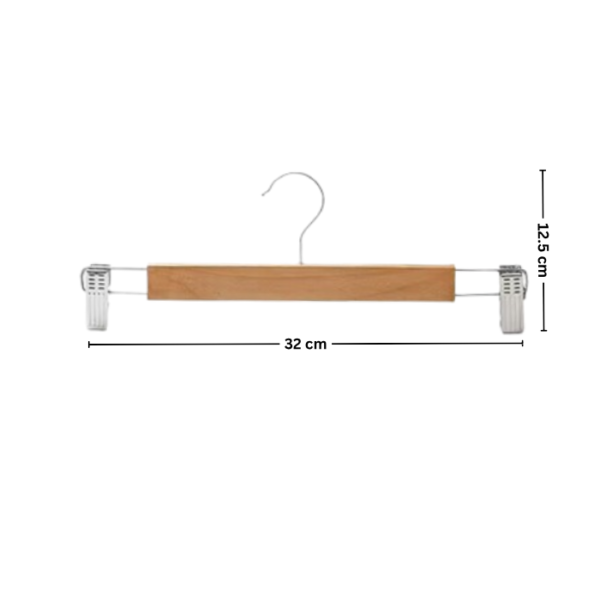 High Quality Korean Style Boutique Solid Wooden Hanger Baju Pant Trouser Hanger Kayu With Clips (Thicker Version)