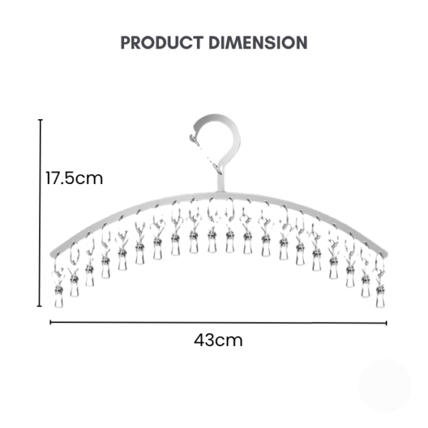 20 Clips Silver Stainless Steel Hanger For Socks & Underwear with Windproof Design and Durable Clips Gold Hanger Emas