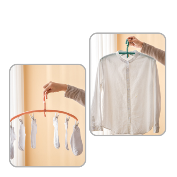 6 Clip Clothes Stackable Hanger Underwear Socks Drying Hanger Drying Rack Windproof Lock Hook Penyangkut Stoking