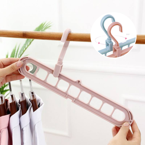 Space-Saver Nine Holes Rotating Hanger Magic Multi-function Folding Clothes Hanger Drying Space saving