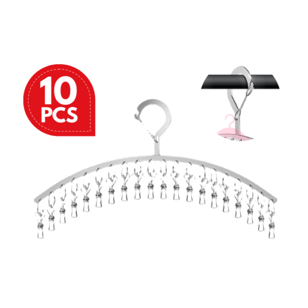 20 Clips Silver Stainless Steel Hanger For Socks & Underwear with Windproof Design and Durable Clips Gold Hanger Emas
