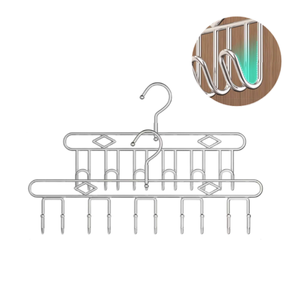 Stainless Steel Multi-head Clothes Hanger Sling Hook Underwear Storage Rack Multi-functional Tie Bra Storage Artifact