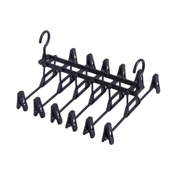 6 Clips Folding Multi-functional Foldable Hanger Long Short Pant Tie Tower Scarf Rack Clip Magic Hanger Storage