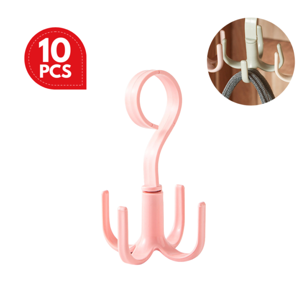 Rotatable 4-claw multipurpose hanger hook hanger tie silk scarf scarf coat rack plastic hook shoe rack