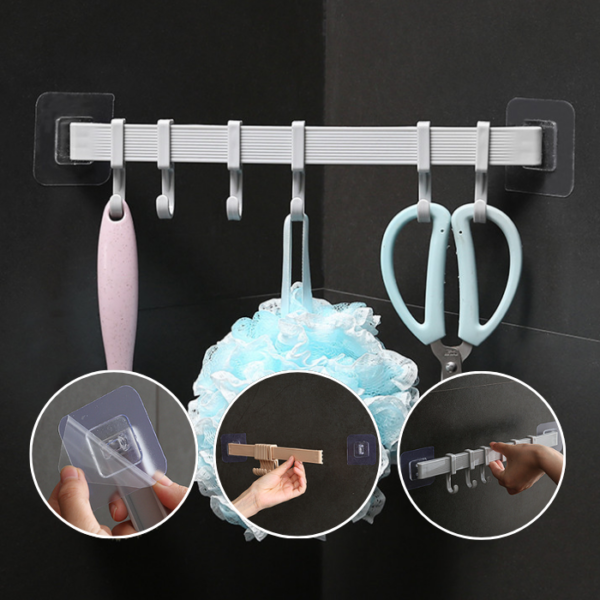 6 Hooks Self-adhesive Wall Hook