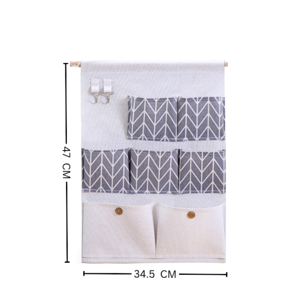 Simple Cotton and Linen Seven Pocket Hanging Bag