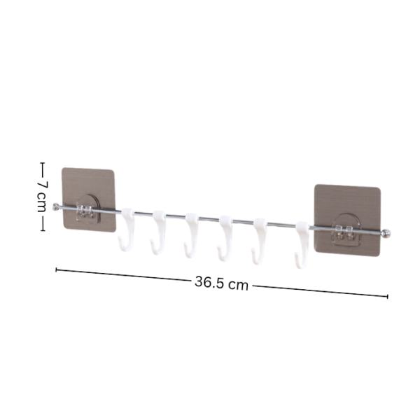 6 Hooks Kitchen & Bathroom Free Punching Hook